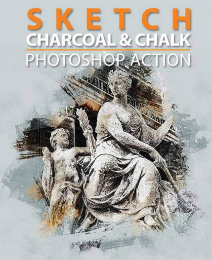 Sketch Charcoal and Chalk Фотошоп экшен - набросок углем и мелом