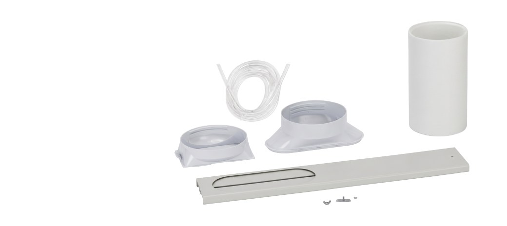Kit de instalación para ventana: ducto, adaptadores, regleta y accesorios
