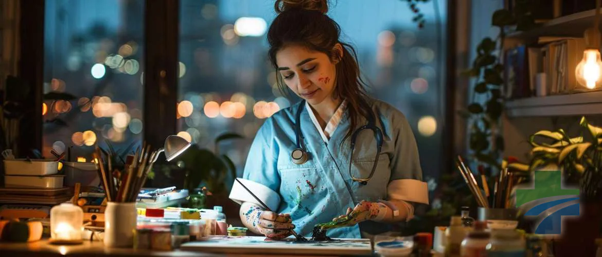 A nurse finds solace in painting during the late-night hours
