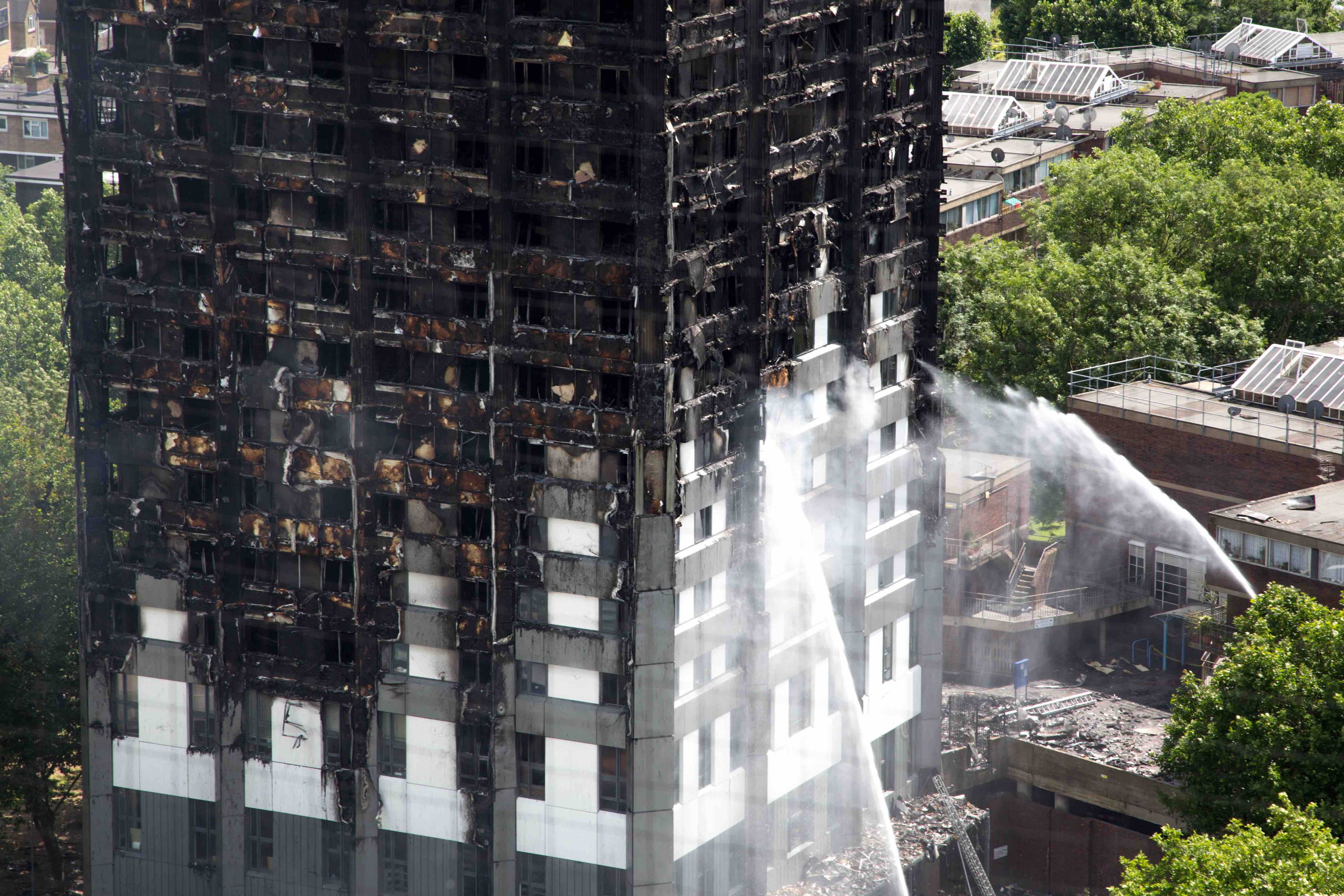 The charred remains of Grenfell Tower