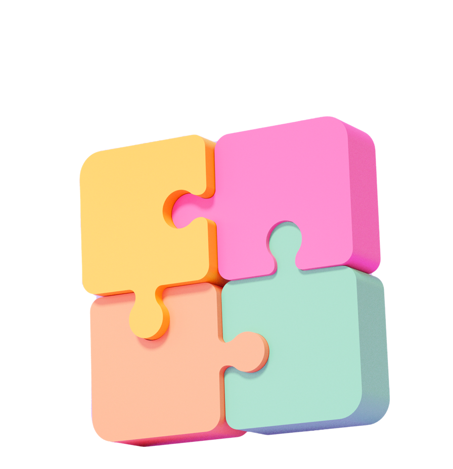 Multicolored puzzle pieces that fit