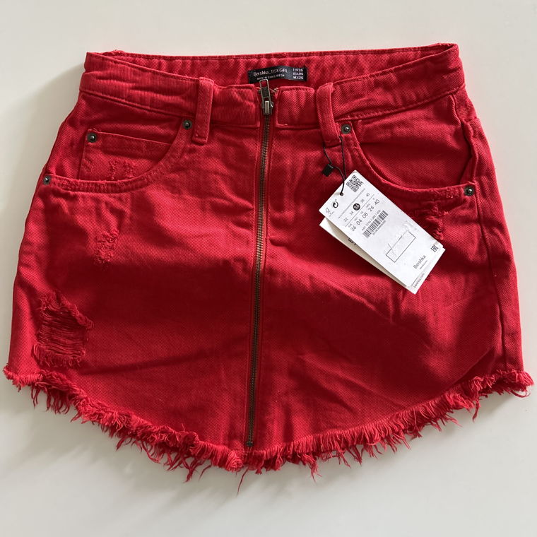 Jupe jeans rouge 