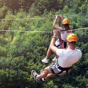 Zip lining on our Honeymoon