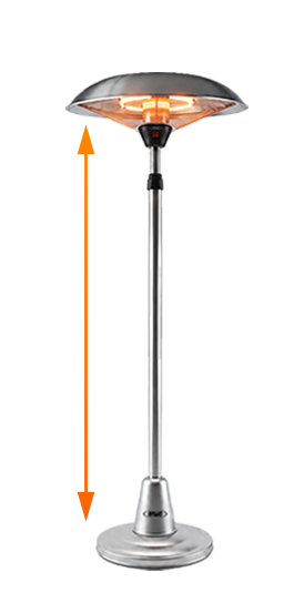 Calefactor de terraza de pie ANWO extendible hasta dos metros de altura