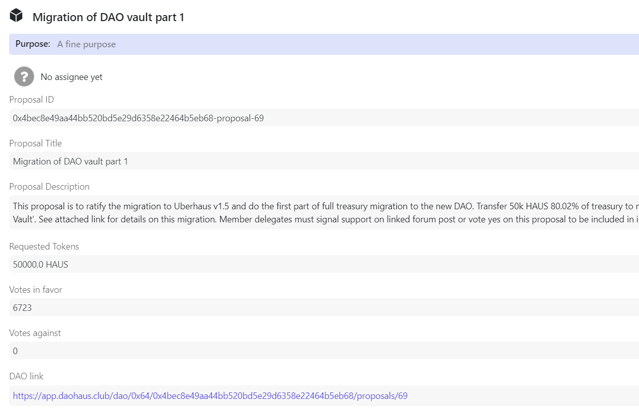 A DAO proposal's read only parameters