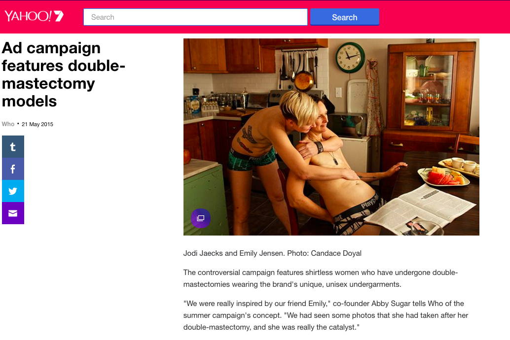 Yahoo7 Australia - Ad campaign features double-mastectomy models