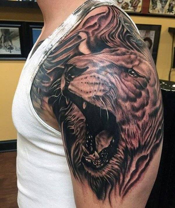 Tatouage Lion Gueule Ouverte Imperméable