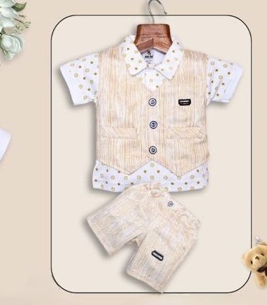 Boy’s 3 Pcs set T shirt, Vest, Short Lemon Colour