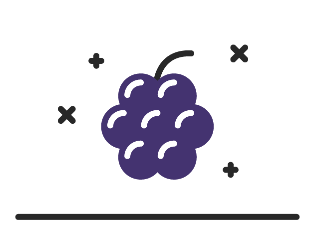 Frozen grape icon portraying the varieties of summer fruits to pair with wine.