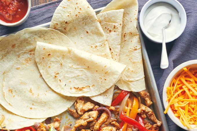 Fajitas au poulet à la plaque