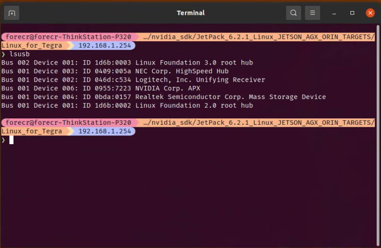 lsusb command's result