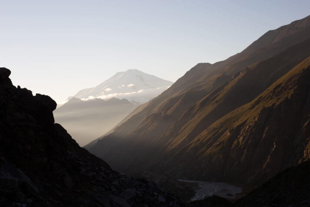 Fog between beautiful mountains