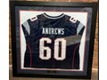 Framed Autographed 2x Super Bowl Champion, New England Patriots Starting Center and Captain, David Andrews, Nike football jersey