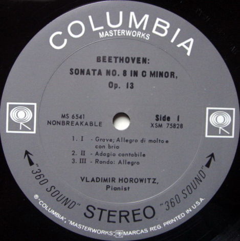 Columbia 2-EYE / VLADIMIR HOROWITZ,  - Beethoven Piano ...
