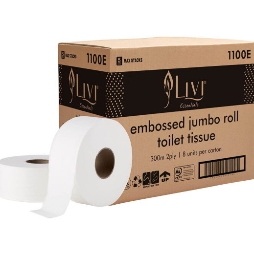 1101 1 Ply Jumbo Roll Virgin 600x8 Rolls 4800
