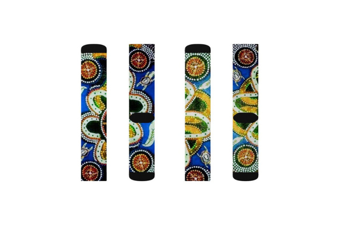 Vibrant Print Fleece Socks - Artistic Crew Socks - Image 3