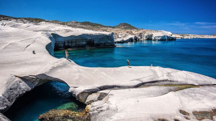 Milos Island Greece is a geologically unique destination, featuring one of the largest and oldest underwater volcanic craters in the world, known as the Milos Volcano, providing scientists with valuable insights into the earth's geological processes