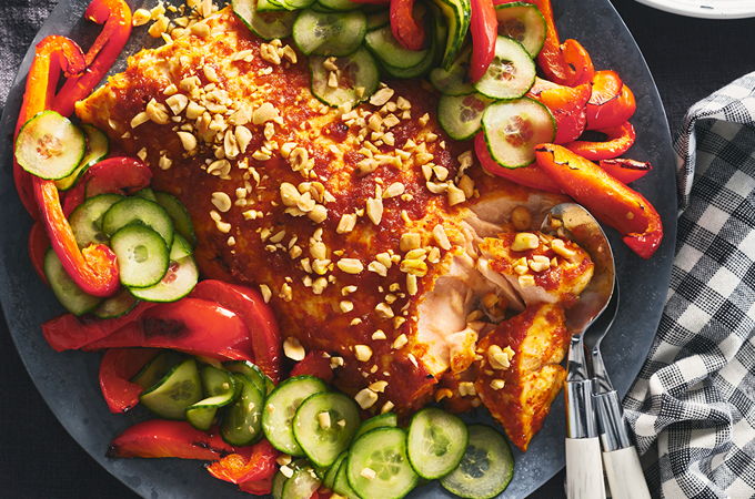 Red Curry Salmon with Peanuts