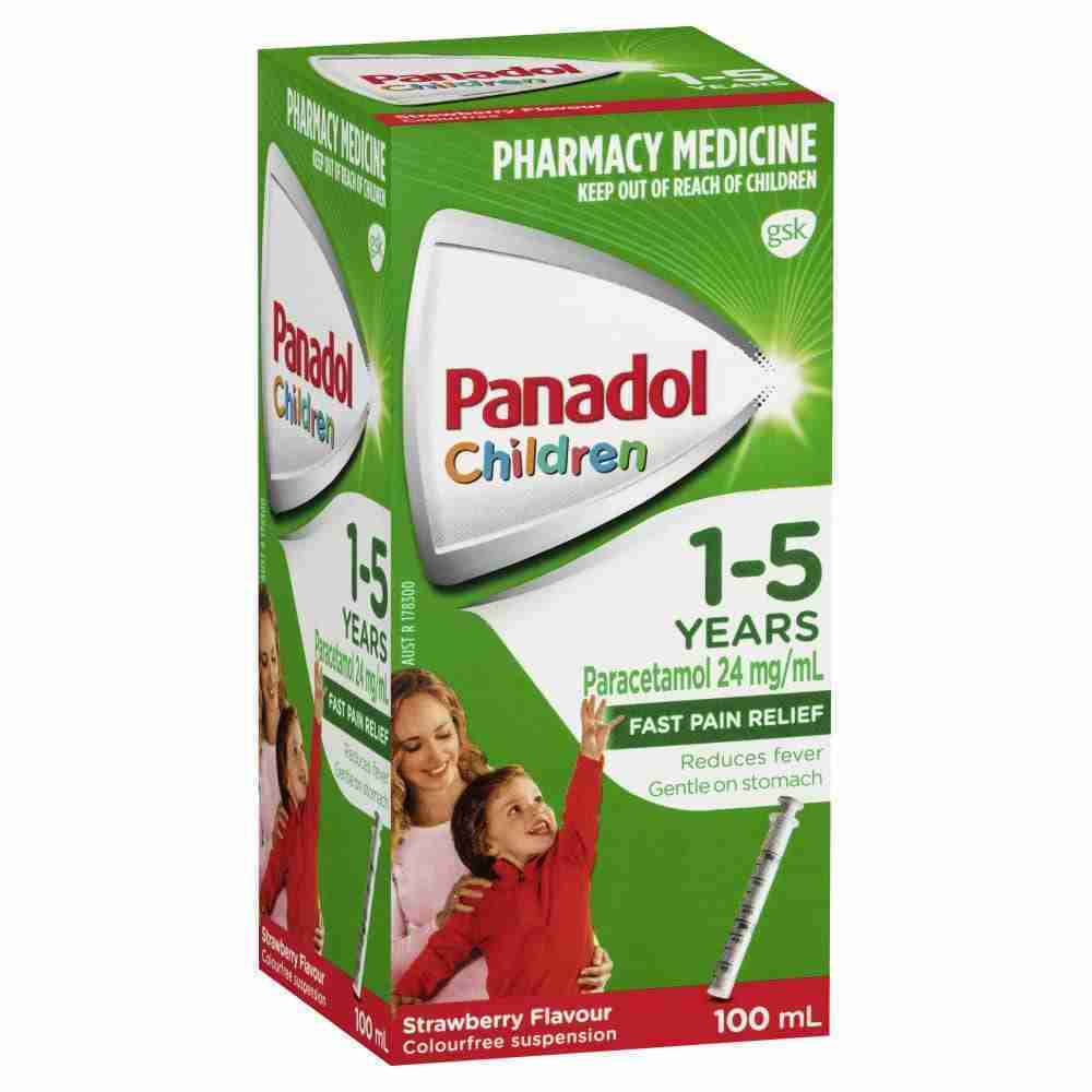 Panadol Children 1-5 Years Colourfree Suspension, Strawberry Flavour, 100Ml