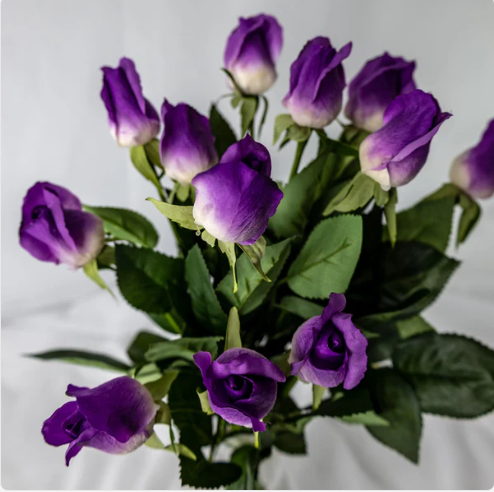 Purple Real Touch Rose Bud - Realistic Artificial Flowers