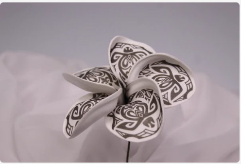 Black & White Turtle Frangipani Real Touch (6 Pack) - Realistic Artifical Flowers - Image 4