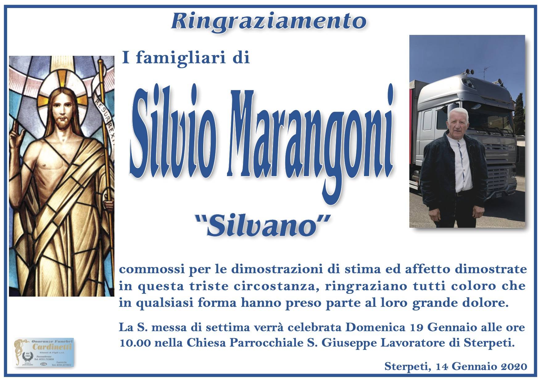 Ringraziamento/Ottavario Fam. Silvio Marangoni