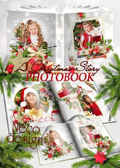 Зимняя рождественская история - фотокнига для Фотошоп
