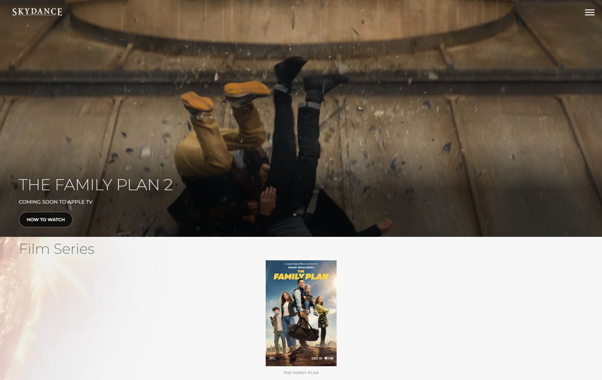 Screenshot of Skydance Media, from the production company websites collection.