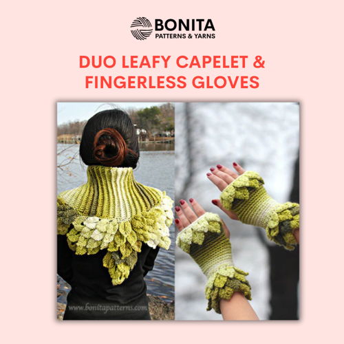 Duo Leafy Capelet & Fingerless Gloves
