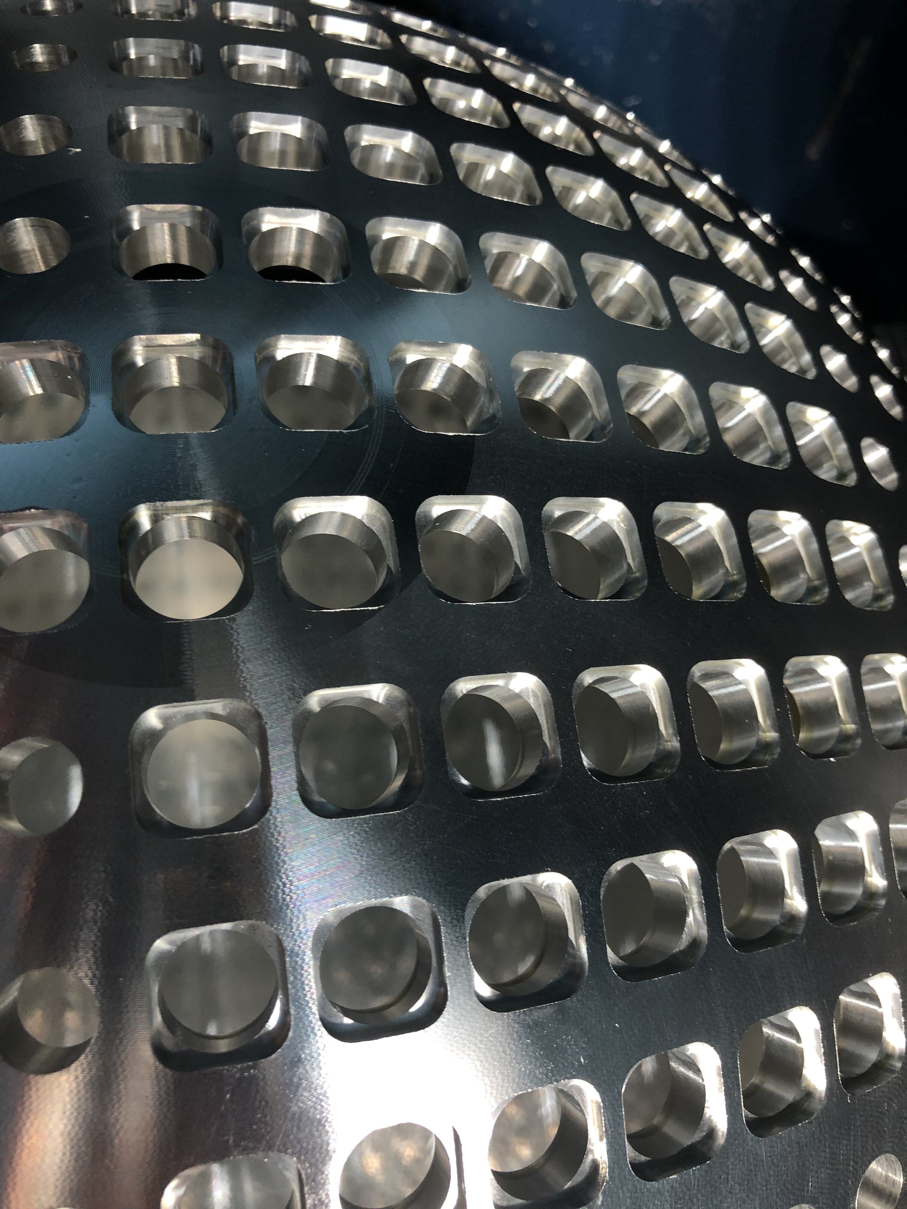 Dome shaped CNC machined aluminium part display