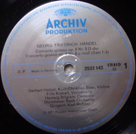 Archiv / RICHTER, - Handel 3 Concerti Grossi No.5, 8 & ...