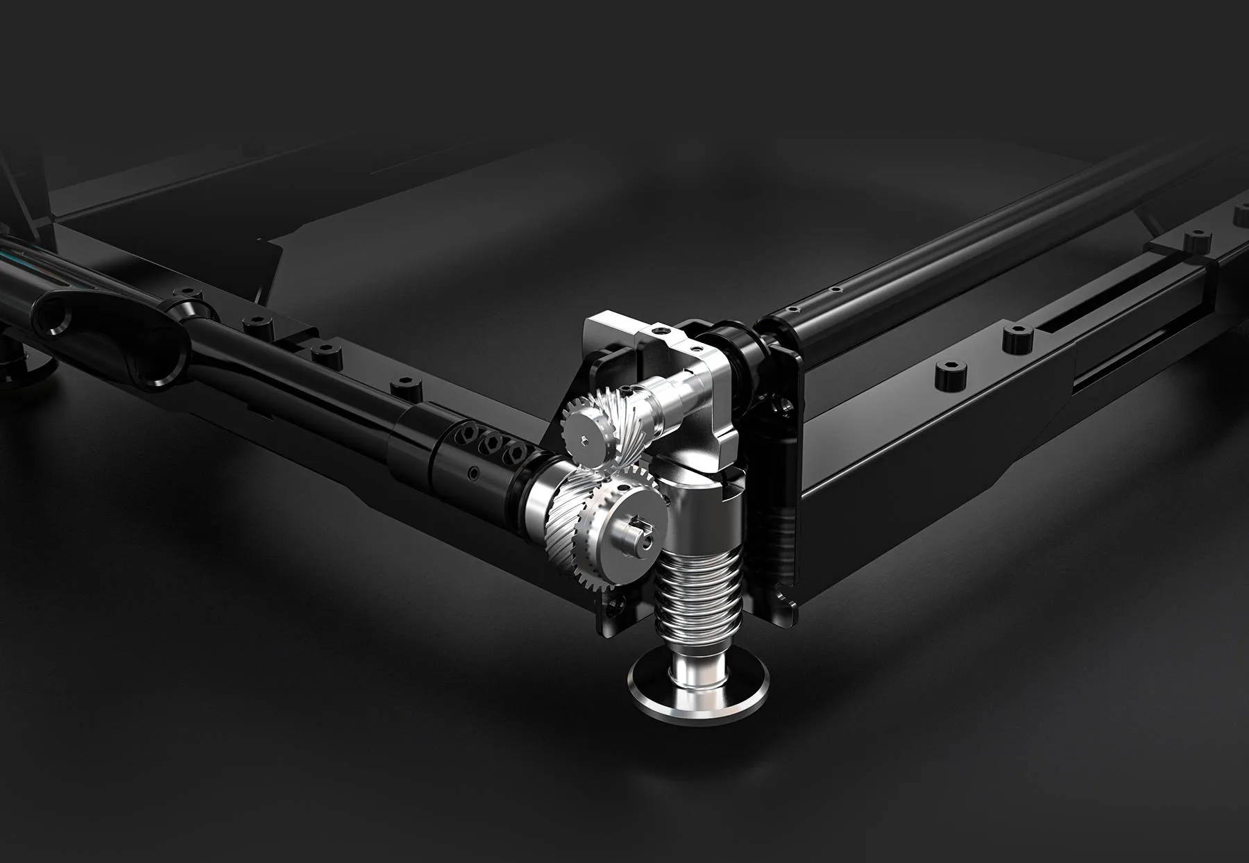 mobile base woodworking machinery mobility system Spider M-1500 has QuadSteady Stability System within each leg