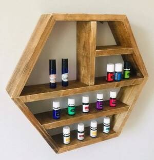 diy hexagon shelf for essential oils