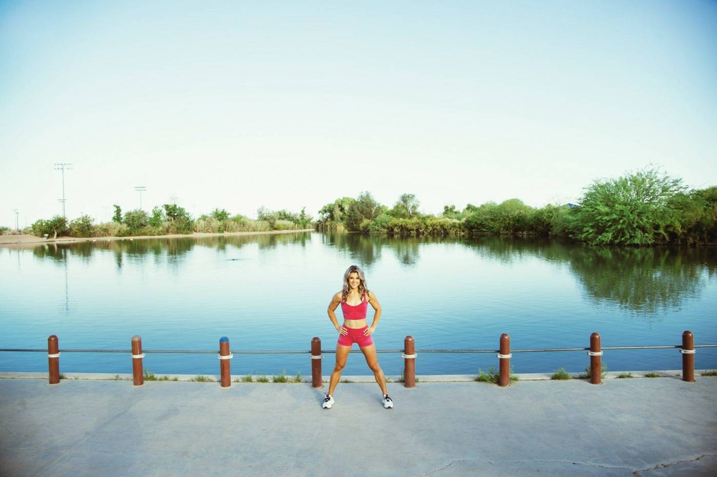 Get in shape for summer: Woman exercising at a park