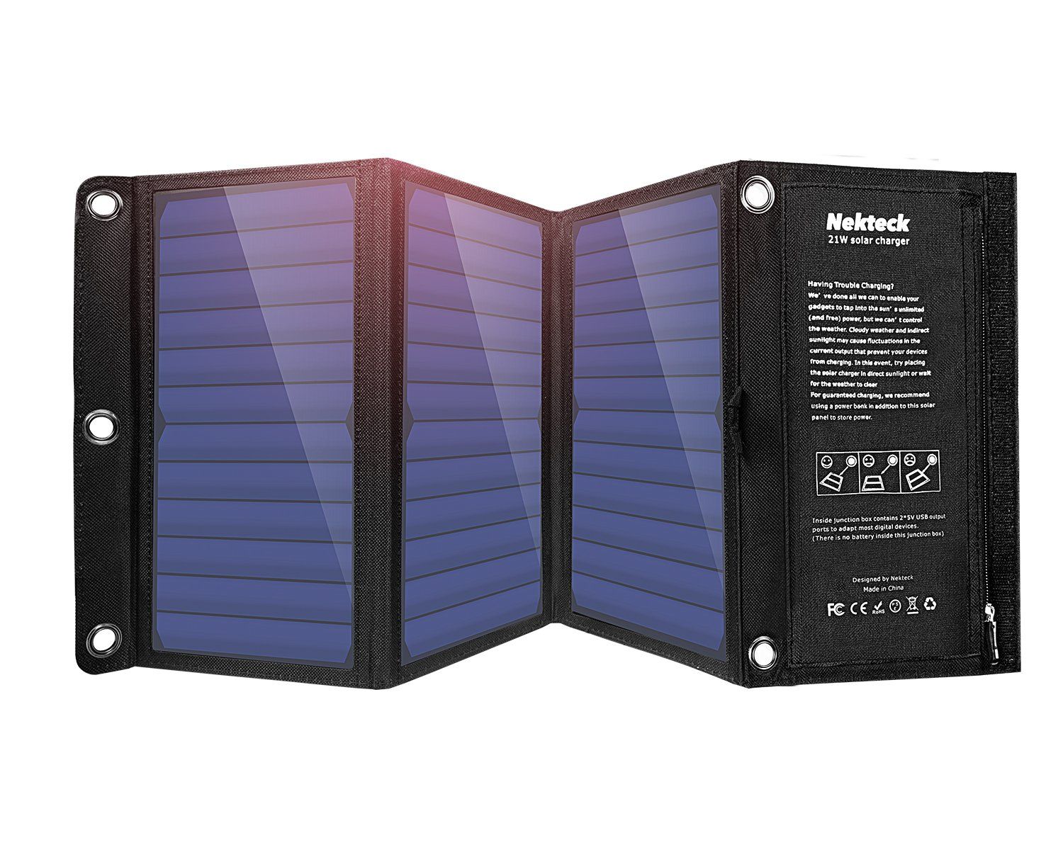 RynoTuff 21W Portable Solar Charger vs Nekteck 21W Solar Charger Slant