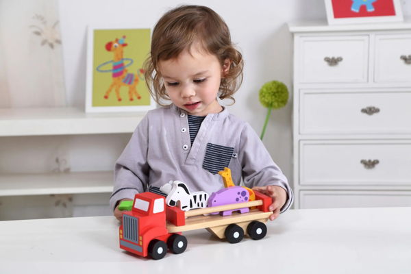 Transport Farm wooden truck with pretend animals - Image 3