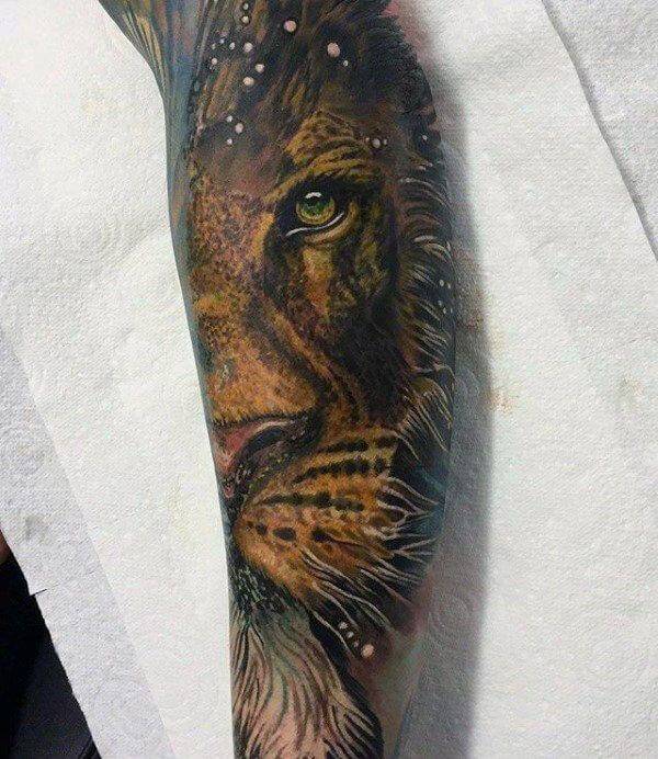 Tatouage Lion Couleur Avant Bras