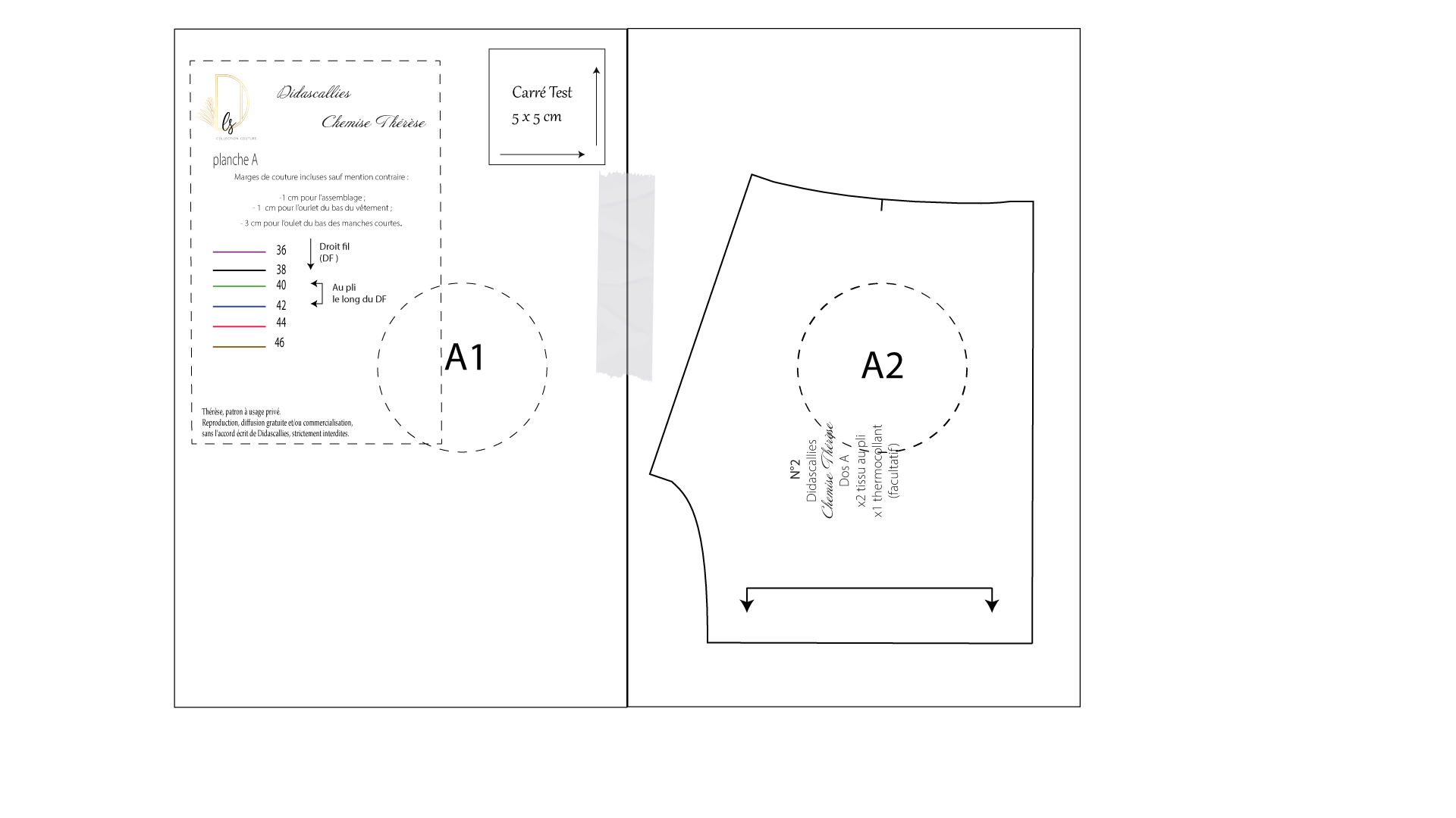 un aperçu de l'assemblage bord à bord  des patrons de couture pdf de la marque didascallies 