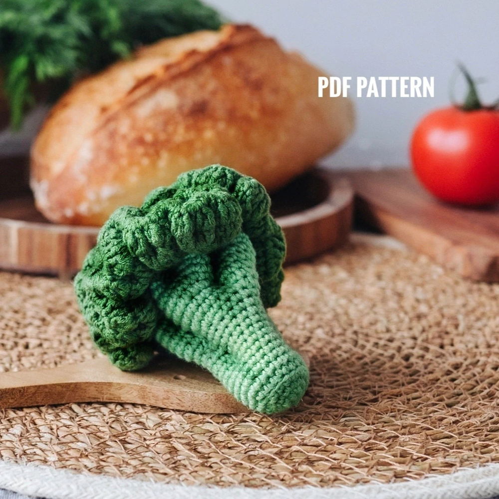 BROCCOLI haakpatroon - Haakpatroon voor eten Amigurumi-eten Speelkeuken Haakgroenten Eenvoudig patroon Tutorial Haakpatroon voor speelgoed