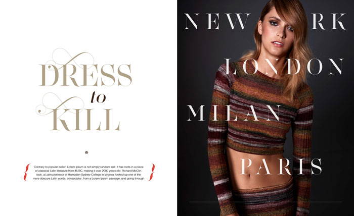 Lingerie Typeface in Fashion magazines