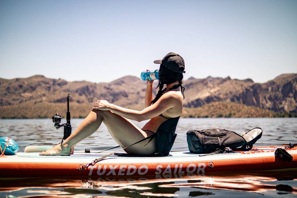 Stand up paddleboarding with fishing in Canada