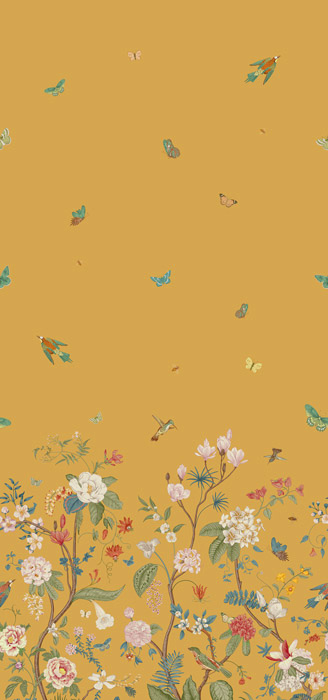 yellow butterfly floral wallpaper pattern image