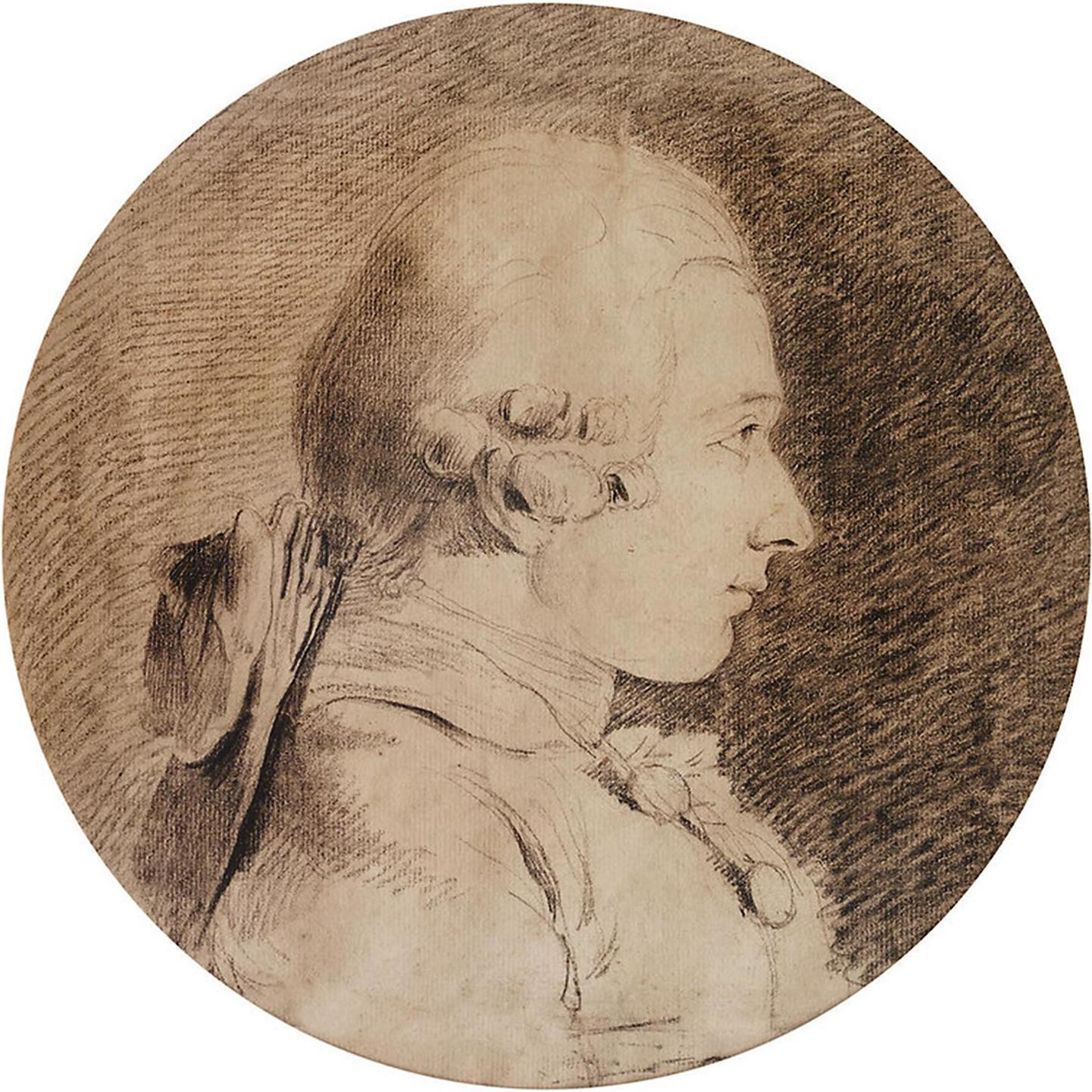 etching of the Marquis de Sade in profile