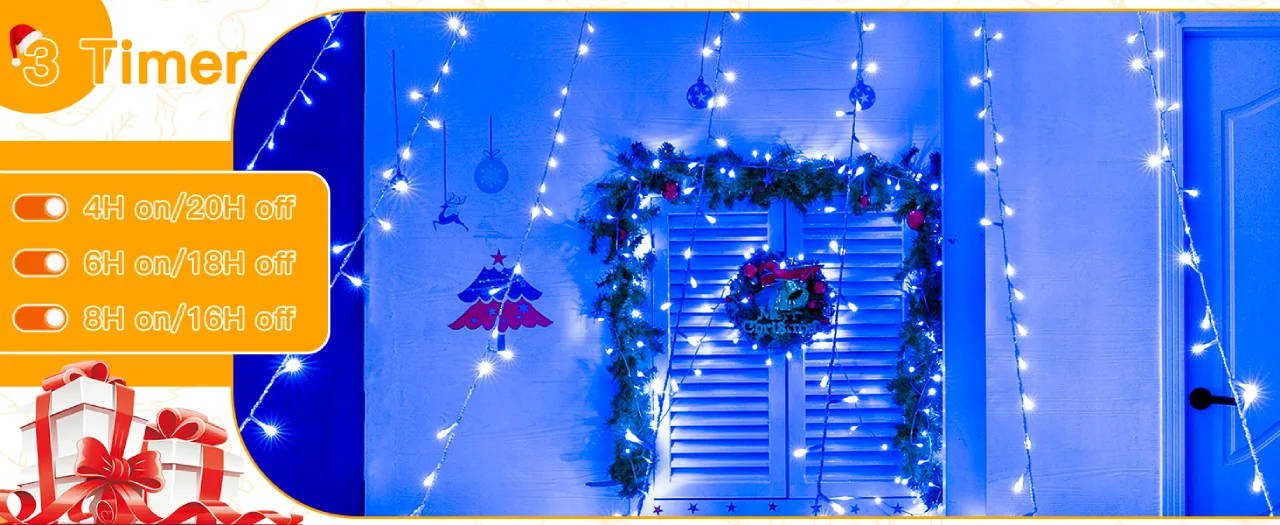 Features of Ollny's 400 leds clear cable multicolor Christmas lights