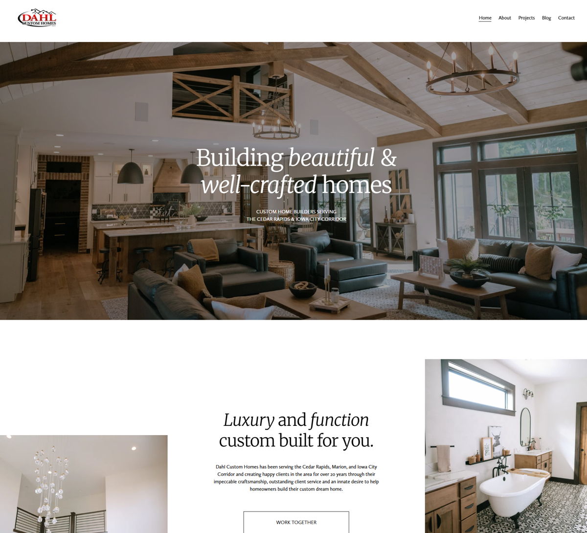 Screenshot of Dahl Custom Homes, from the home builder websites collection.
