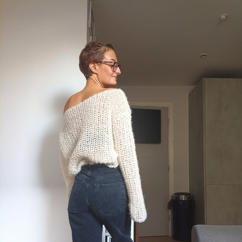Van de schouder mohair trui - haakpatroon