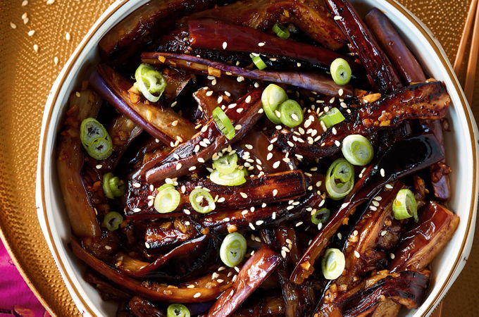 Sauté d’aubergines à l’ail et au gingembre
