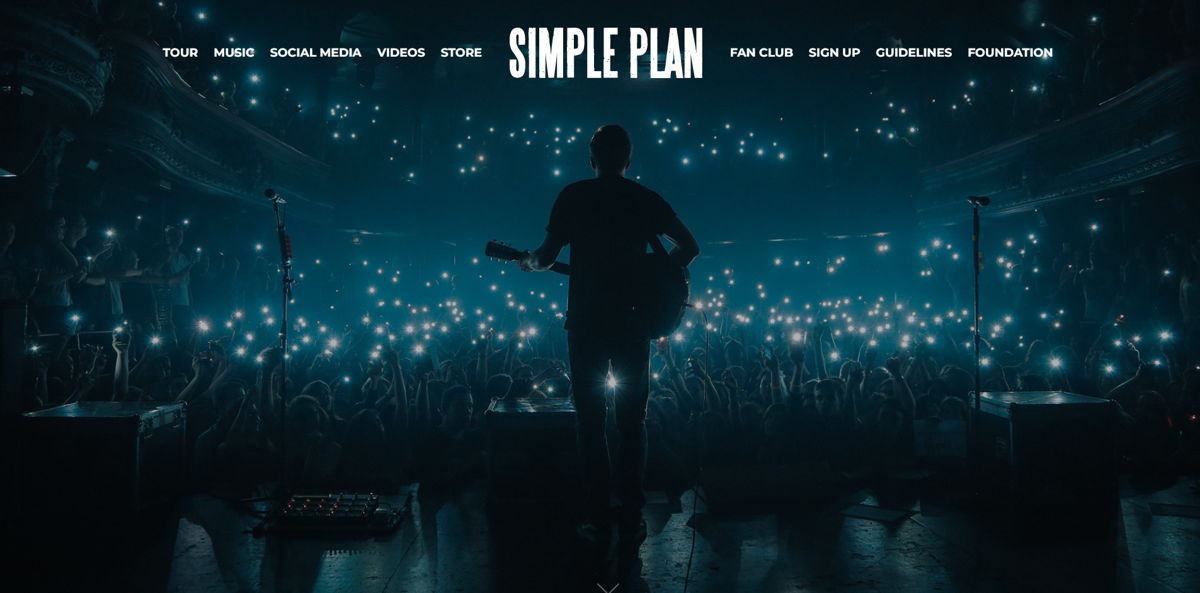 Screenshot of Simple Plan, from the band websites collection.