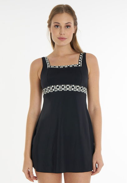 Aqua Perla Womens Cassandra Black Swimdress Spf50+