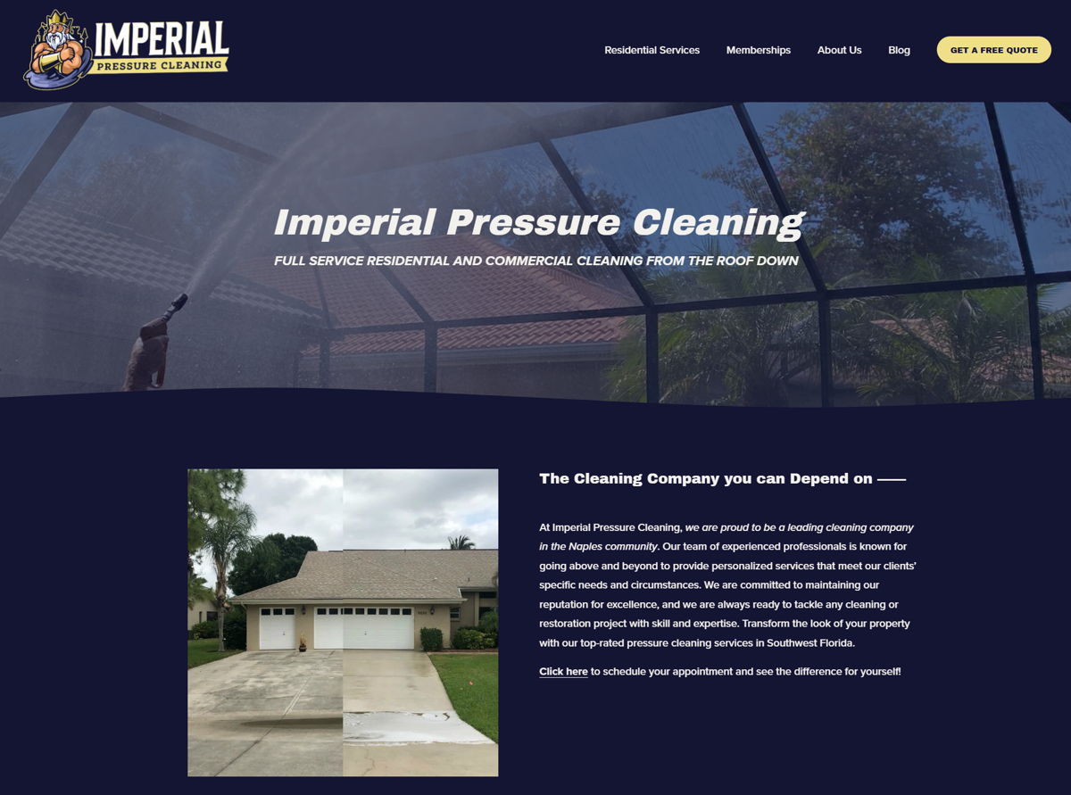 Screenshot of Imperial Pressure Cleaning, from the pressure washing websites collection.